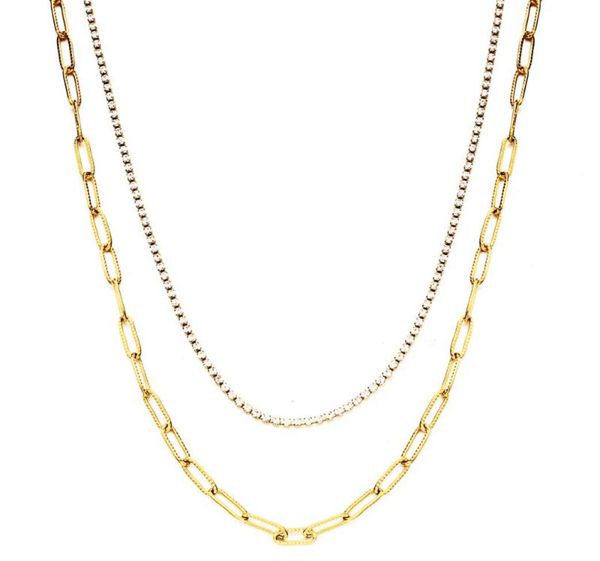 chokers stainless steel bump multilayer paper clip chain crystal choker necklace for women double layer necklaces japan korean je6528696, Golden;silver
chokers stainless steel bump multilayer paper clip chain crystal choker necklace for women double layer necklaces japan korean je6528696, Golden;silver