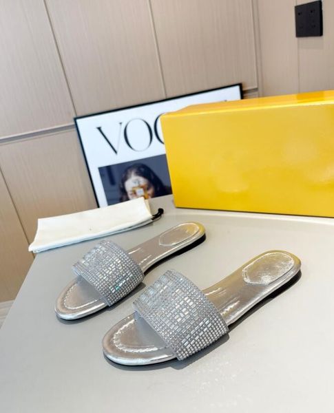 luxury designer women's sandals are made of leather and adorned with silver rhinestone embroidery. synthetic crystal slippers size 35-4, Black
luxury designer women's sandals are made of leather and adorned with silver rhinestone embroidery. synthetic crystal slippers size 35-4, Black