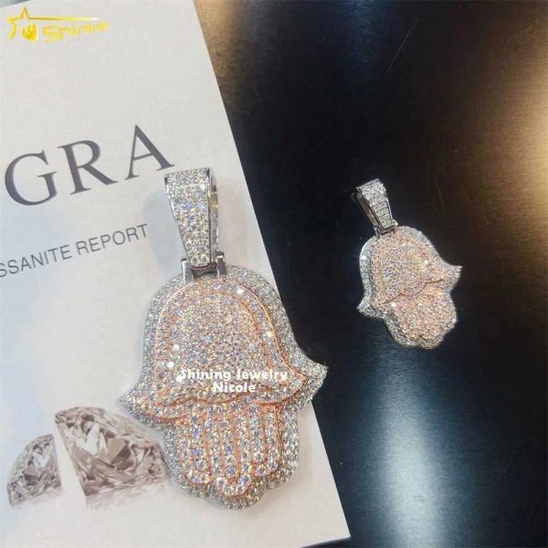custom iced out luxury popular hip hop 925 silver two tone rose gold hamsa moissanite pendant
custom iced out luxury popular hip hop 925 silver two tone rose gold hamsa moissanite pendant