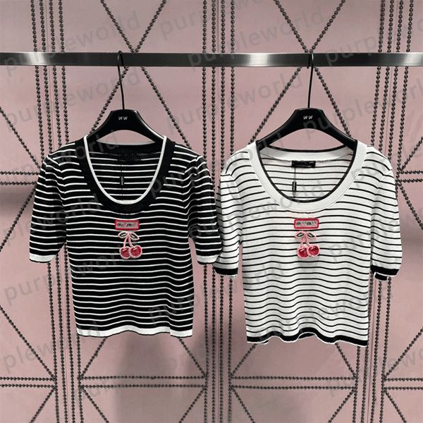 summer pullover elegant short sleeve sweater letter knitted stripe casual 2 color womens knitwear, White
summer pullover elegant short sleeve sweater letter knitted stripe casual 2 color womens knitwear, White