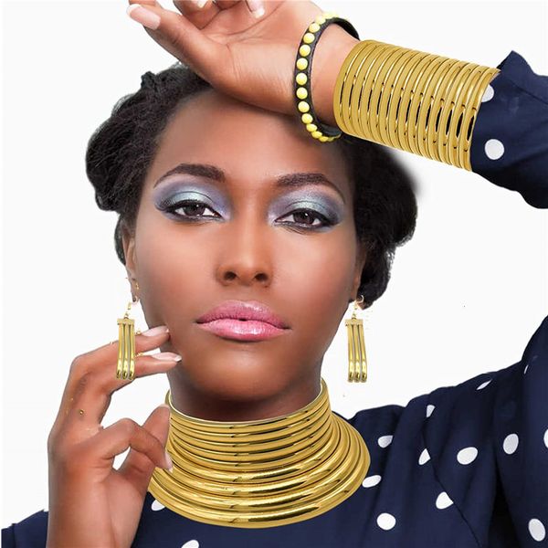 wedding jewelry sets liffly african style statement choker necklace earrings set for women punk collar bracelets large 230729, Slivery;golden
wedding jewelry sets liffly african style statement choker necklace earrings set for women punk collar bracelets large 230729, Slivery;golden
