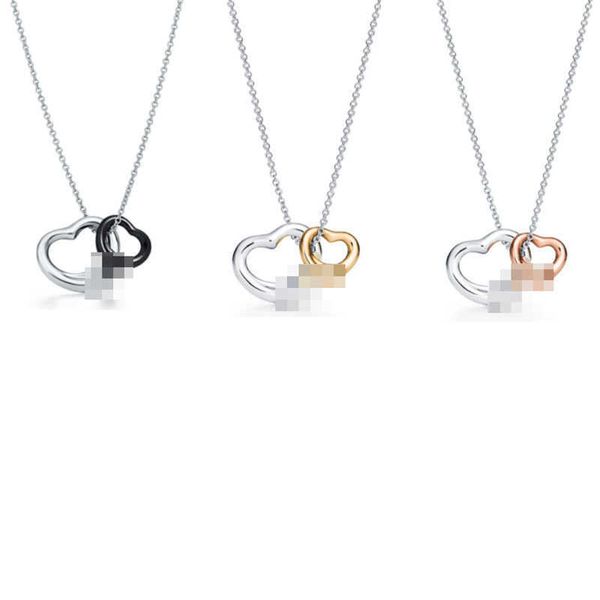 high version simple and sweet tiffay 925 sterling silver double heart pendant necklace light luxury love gold plated versatile collar chain, Black
high version simple and sweet tiffay 925 sterling silver double heart pendant necklace light luxury love gold plated versatile collar chain, Black