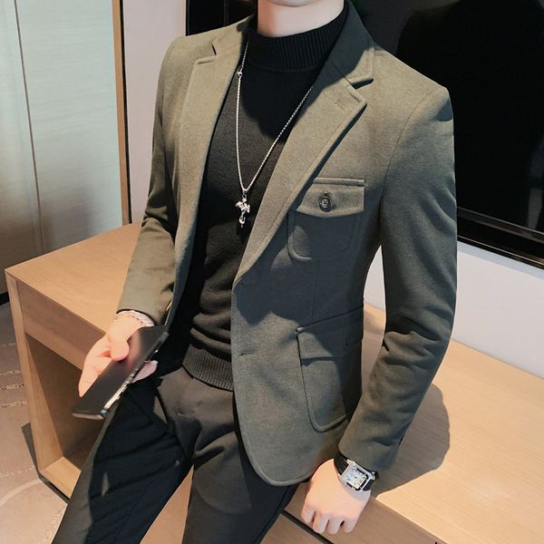 men s suits blazers british style autumn winter thick warm woolen blazer jackets men clothing 2023 solid all match slim fit casual suit coat, White;black
men s suits blazers british style autumn winter thick warm woolen blazer jackets men clothing 2023 solid all match slim fit casual suit coat, White;black