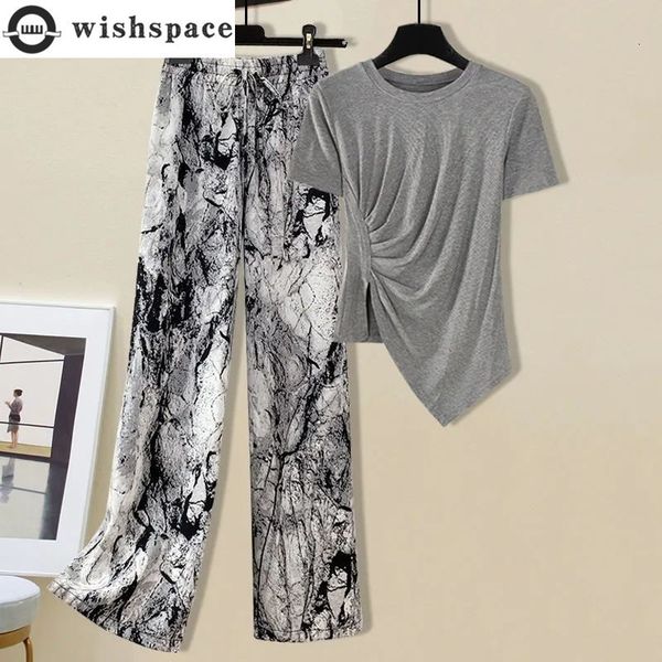 women s two piece pants spring and summer fashionable wide leg ice silk casual pants split short sleeve t shirt westernized age reduction tw, White
women s two piece pants spring and summer fashionable wide leg ice silk casual pants split short sleeve t shirt westernized age reduction tw, White