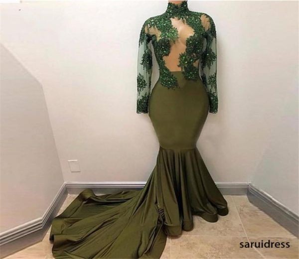 african nigeria formal evening dress olivegreen mermaid prom dresses long sleeves lace appliques beaded high neck see through par9605534, Black 
african nigeria formal evening dress olivegreen mermaid prom dresses long sleeves lace appliques beaded high neck see through par9605534, Black