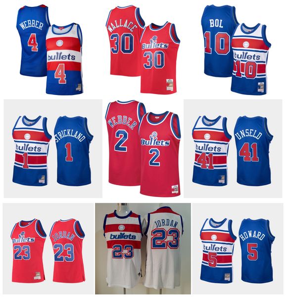 23 michael jor dan bullets basketball jersey washingtons chris webber manute bol ben wallace wes unseld rod strickland mitchell and ness thr, Black;red
23 michael jor dan bullets basketball jersey washingtons chris webber manute bol ben wallace wes unseld rod strickland mitchell and ness thr, Black;red