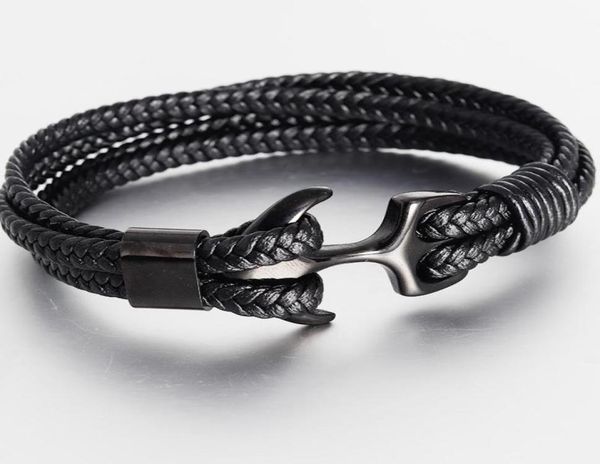 men039s titanium steel bracelet black personality leather woven anchor rope for men gift charm bracelets7516585, Golden;silver
men039s titanium steel bracelet black personality leather woven anchor rope for men gift charm bracelets7516585, Golden;silver