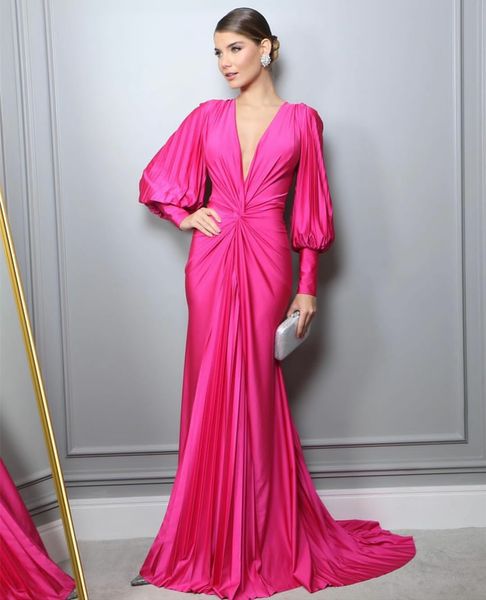retro brazilian long satin v-neck evening dresses with sleeves mermaid fuchsia pleats small train zipper back robe de soiree for women, Black;red
retro brazilian long satin v-neck evening dresses with sleeves mermaid fuchsia pleats small train zipper back robe de soiree for women, Black;red