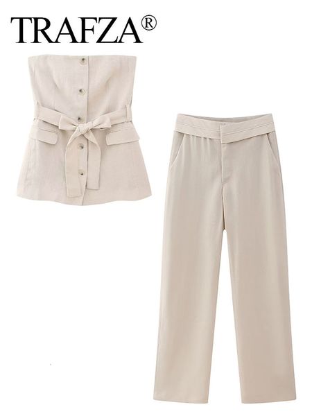 women's two piece pants trafza summer women's 2 pieces sets elegant bow belt button backless sleeveless high waist patchwork casu, White
women's two piece pants trafza summer women's 2 pieces sets elegant bow belt button backless sleeveless high waist patchwork casu, White