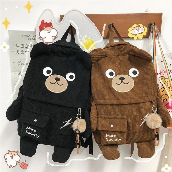 school bags creative cartoon backpack women cute bear casual backpacks large corduroy embroidery schoolbag for teenage student 230728
school bags creative cartoon backpack women cute bear casual backpacks large corduroy embroidery schoolbag for teenage student 230728