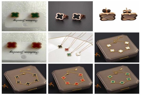 luxury women style four leaf clover stud earring rose gold stainless steel necklace bracelet7043763, Golden;silver
luxury women style four leaf clover stud earring rose gold stainless steel necklace bracelet7043763, Golden;silver