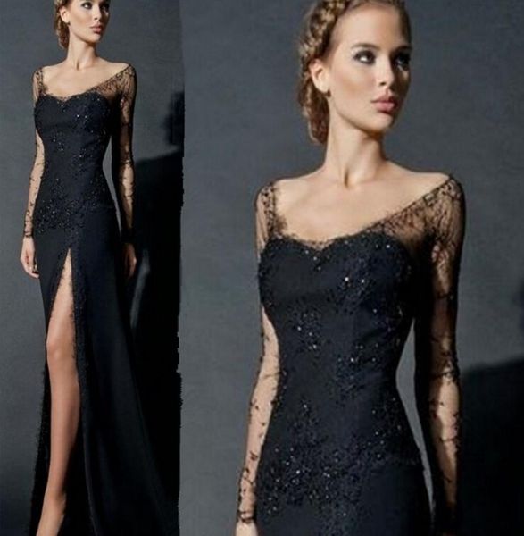 side slit long sleeves lace evening dress black women chiffon formal lace evening gowns china robe de soiree abendkleider9833073, Black;red
side slit long sleeves lace evening dress black women chiffon formal lace evening gowns china robe de soiree abendkleider9833073, Black;red