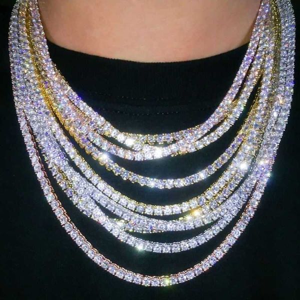 hip hop single row diamond necklace full of gold-plated tennis men's and women's fashion street clavicle chain, Silver
hip hop single row diamond necklace full of gold-plated tennis men's and women's fashion street clavicle chain, Silver