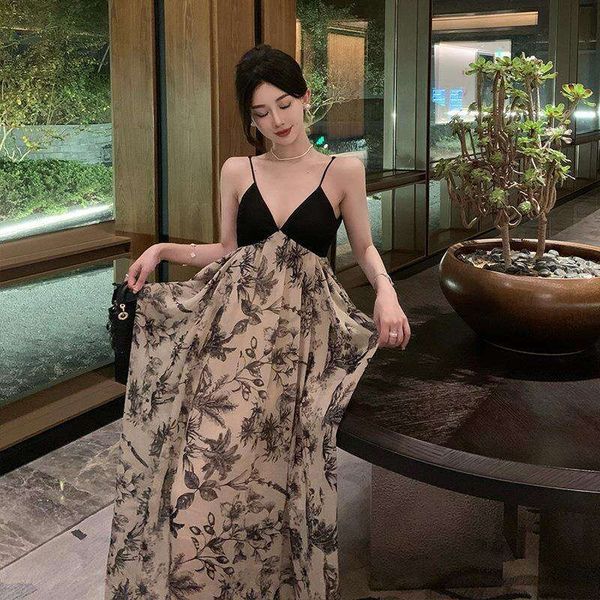 mosaic french retro landscape dress cool v neck backless ink chinese style holiday halter for women, Black;gray
mosaic french retro landscape dress cool v neck backless ink chinese style holiday halter for women, Black;gray