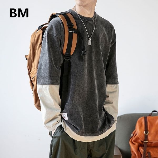 men s hoodies sweatshirts japanese streetwear fake two fashion round neck loose pullover men clothing harajuku hip hop casual clothes 230728, Black
men s hoodies sweatshirts japanese streetwear fake two fashion round neck loose pullover men clothing harajuku hip hop casual clothes 230728, Black
