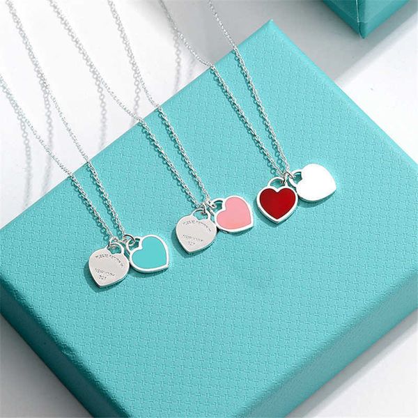 high version 925 sterling silver tiffay swde enamel blue red double heart pendant necklace collar chain women's small design
high version 925 sterling silver tiffay swde enamel blue red double heart pendant necklace collar chain women's small design