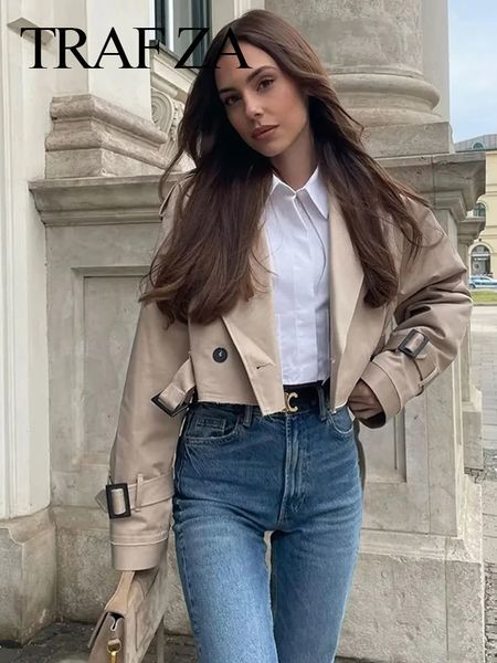 women's jackets trafza spring women's casual jacket long sleeve belt double breasted crop jackets coat simple solid female chic st, Black;brown
women's jackets trafza spring women's casual jacket long sleeve belt double breasted crop jackets coat simple solid female chic st, Black;brown