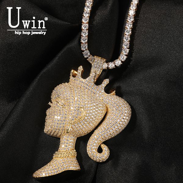 pendant necklaces uwin girl head pendant crown ponytail cuban chain micro pave iced out cubic zircon charms tennis necklace jewelry for gift, Silver
pendant necklaces uwin girl head pendant crown ponytail cuban chain micro pave iced out cubic zircon charms tennis necklace jewelry for gift, Silver