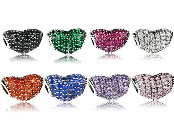 8 colors authentic 925 sterling silver heart bead charm with cz fit original bracelet diy jewelry making whole97068513287613, Black
8 colors authentic 925 sterling silver heart bead charm with cz fit original bracelet diy jewelry making whole97068513287613, Black