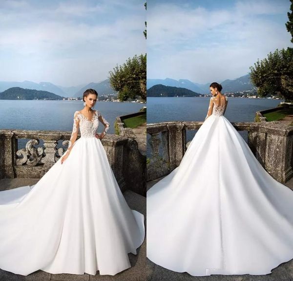 s milla nova white a line wedding dresses sheer long sleeves button back satin wedding gowns custom made3937784
s milla nova white a line wedding dresses sheer long sleeves button back satin wedding gowns custom made3937784