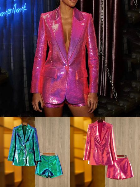 high-quality star with the same suits one button sequins blazer and shorts, White;black
high-quality star with the same suits one button sequins blazer and shorts, White;black