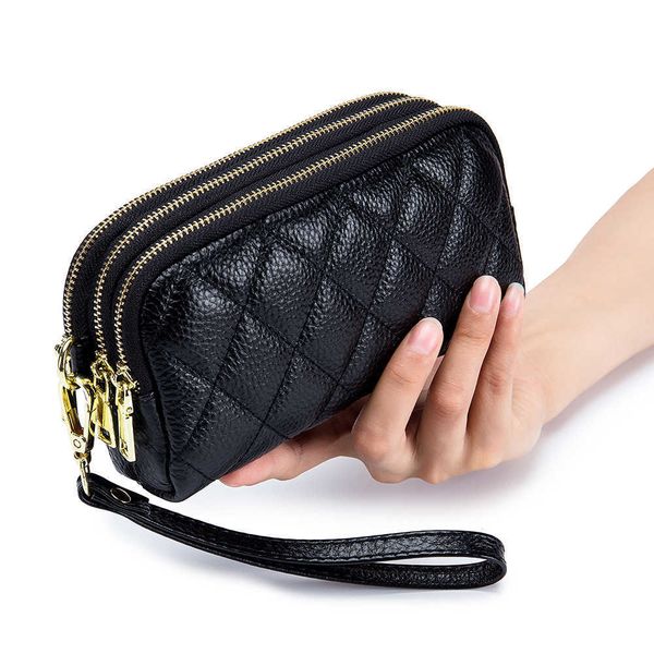women's handbag large three-layer wallet layer cowhide multifunctional mother's leather handbag