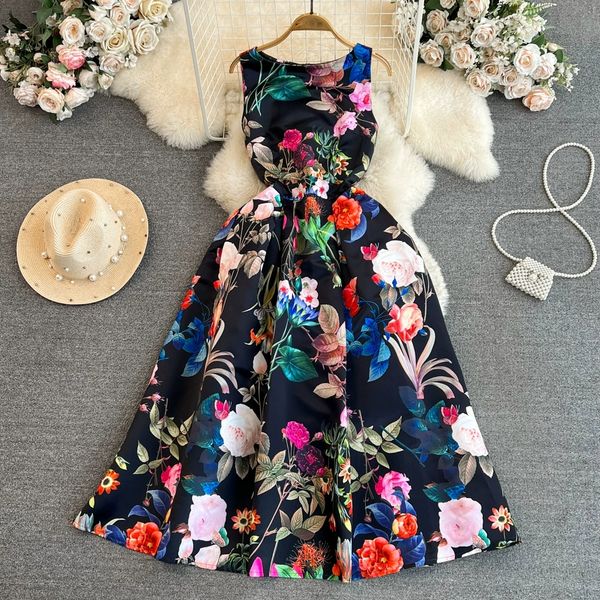 french hepburn style dress sleeveless round neck waist slim mid length stereoscopic cut a-line print dress, Black;gray
french hepburn style dress sleeveless round neck waist slim mid length stereoscopic cut a-line print dress, Black;gray