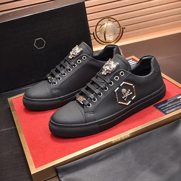 fashion men leather skull metal decoration casual shoes low help tie outdoor casual young quality breathable motion designer brand shoes, Black
fashion men leather skull metal decoration casual shoes low help tie outdoor casual young quality breathable motion designer brand shoes, Black