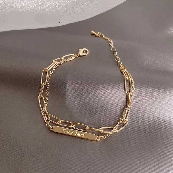 golden goodluck double layer ins minority design korean versatile bracelet cool windnet red hand ornament female, Black
golden goodluck double layer ins minority design korean versatile bracelet cool windnet red hand ornament female, Black