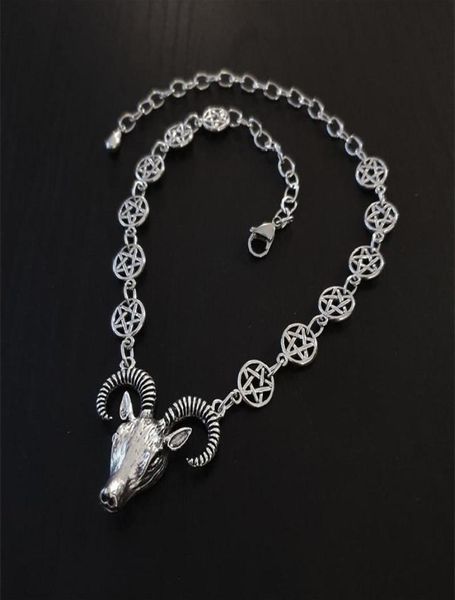 pendant necklaces gothic goat head choker necklace charm ram and pentagram chain jewelry wicca satanic occult modern witchy women1543910, Silver
pendant necklaces gothic goat head choker necklace charm ram and pentagram chain jewelry wicca satanic occult modern witchy women1543910, Silver