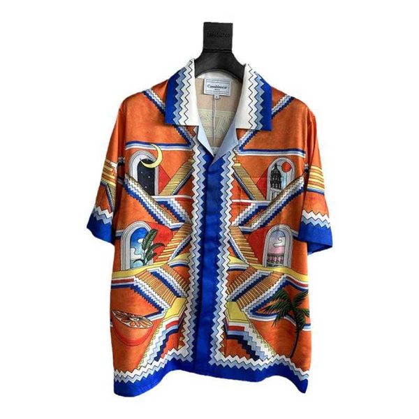 button up shirt independent casablanca stairway landscape arch dream loose shirt printed holiday american style shirt, White;black
button up shirt independent casablanca stairway landscape arch dream loose shirt printed holiday american style shirt, White;black