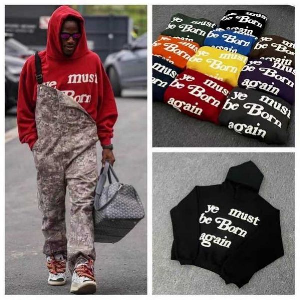 

22ss men's hoodie cpfm ye must be born again letter printed high street hip hop hoodies 13 color hooded sweatshirt hoodie m2, Black