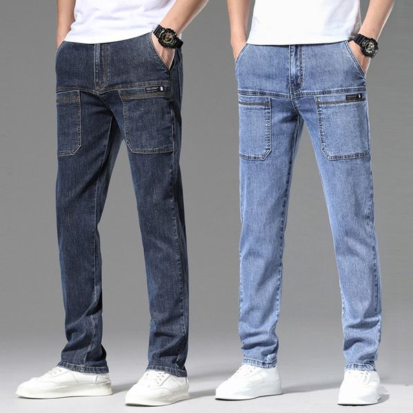 designer men's stretch jeans new youth fashion multi pocket design casual denim pants, Blue
designer men's stretch jeans new youth fashion multi pocket design casual denim pants, Blue