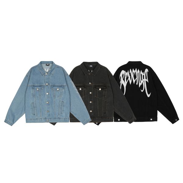 fashion long sleeve men's and women's casual blue washed denim jacket revenges designer jean jackets man black, Black;brown
fashion long sleeve men's and women's casual blue washed denim jacket revenges designer jean jackets man black, Black;brown