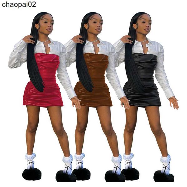 designer leather shirt dress women long sleeve bodycon pleated dress fall winter turn-down collar mini dress party clubwear bulk wholesale c, White;black
designer leather shirt dress women long sleeve bodycon pleated dress fall winter turn-down collar mini dress party clubwear bulk wholesale c, White;black