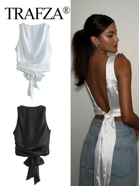 women's tanks camis trafza women crop satin tank vintage backless sleeveless lace-up slim summer woman elegant chic streetwear 23072, White
women's tanks camis trafza women crop satin tank vintage backless sleeveless lace-up slim summer woman elegant chic streetwear 23072, White