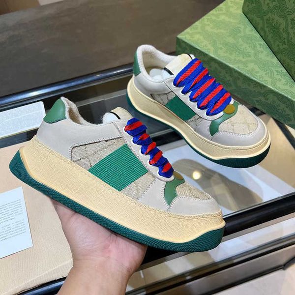 designer screener leather sneakers platform shoes men sports leather vintage stripe blue red web lace up with box no452, Black
designer screener leather sneakers platform shoes men sports leather vintage stripe blue red web lace up with box no452, Black