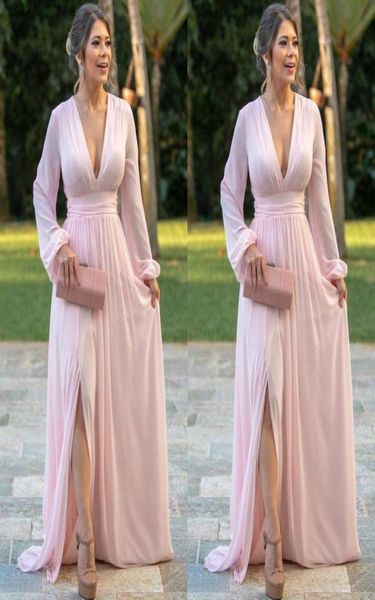 pink chiffon evening dresses deep v neck long sleeves prom dress side split a line bride party gowns1323467, Black;red
pink chiffon evening dresses deep v neck long sleeves prom dress side split a line bride party gowns1323467, Black;red