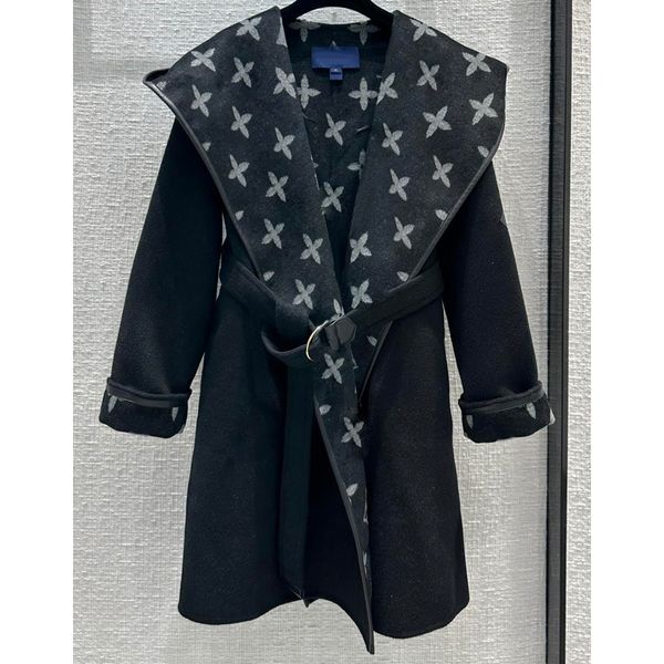 7.29 fashion hooded geometric jacquard long sleeve with belt women's wool coats, Black
7.29 fashion hooded geometric jacquard long sleeve with belt women's wool coats, Black