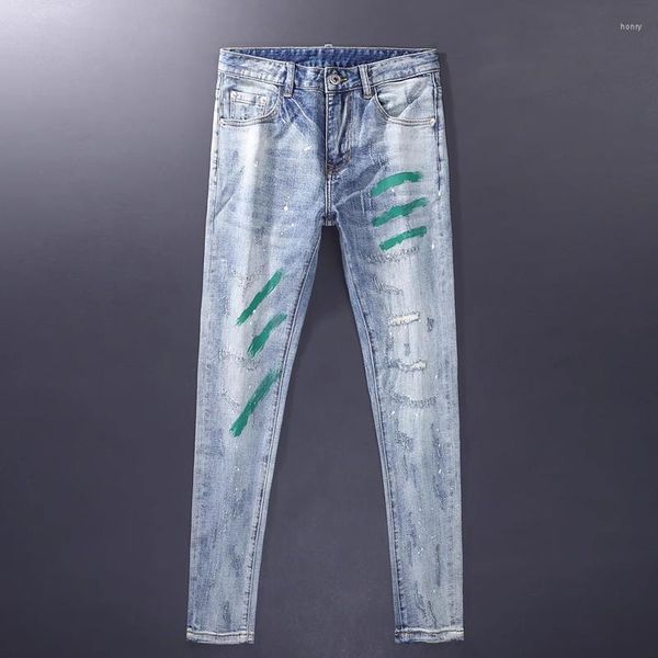 men's jeans street fashion men retro washed blue elastic stretch slim fit ripped painted designer hip hop denim pants hombre
men's jeans street fashion men retro washed blue elastic stretch slim fit ripped painted designer hip hop denim pants hombre