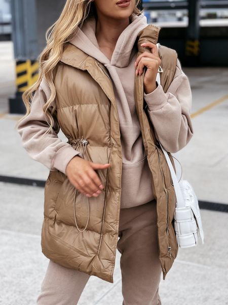 women s jackets sleeveless zipper jacket women drawstring waistcoat winter cotton padded casual streetwear puffer parkas autumn quilted coat, Black;brown
women s jackets sleeveless zipper jacket women drawstring waistcoat winter cotton padded casual streetwear puffer parkas autumn quilted coat, Black;brown