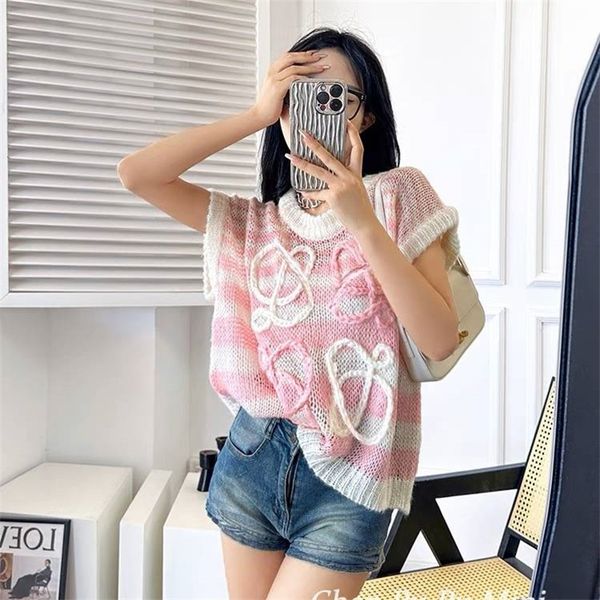 women's sweater short sleeve knitted pullovers luxury spring autumn striped hollow out crochet loose female mohair h022 230729, White;black
women's sweater short sleeve knitted pullovers luxury spring autumn striped hollow out crochet loose female mohair h022 230729, White;black