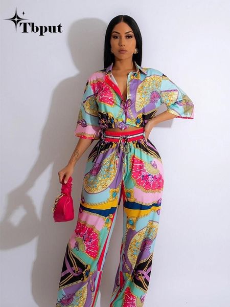 women's two piece pants loose lace up print shirt set women chic short sleeve crop waisted wide leg pants suits casual female beach ho, White
women's two piece pants loose lace up print shirt set women chic short sleeve crop waisted wide leg pants suits casual female beach ho, White