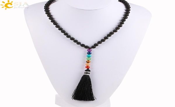 csja natural black lava rock volcanic stone beads long necklace 7 chakra tassel pendants mala prayer women men diy meditation jewe5466422, Silver
csja natural black lava rock volcanic stone beads long necklace 7 chakra tassel pendants mala prayer women men diy meditation jewe5466422, Silver