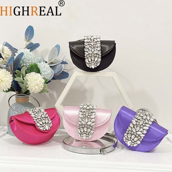 evening bags shiny half round satin women elegant boutique metal ring handle clutch purses and handbags wedding party 230729
evening bags shiny half round satin women elegant boutique metal ring handle clutch purses and handbags wedding party 230729
