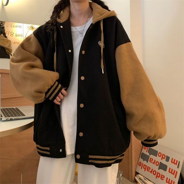 women's jackets houzhou vintage bomber jacket women korean fashion oversize baseball streetwear hooded coats harajuku style aesthetic 2, Black;brown
women's jackets houzhou vintage bomber jacket women korean fashion oversize baseball streetwear hooded coats harajuku style aesthetic 2, Black;brown