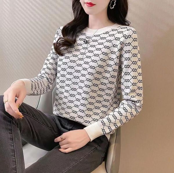 women designer sweaters clothing knit crow neck sweater g letter long sleeve clothing pullover oversized clothes fashion coat, White;black
women designer sweaters clothing knit crow neck sweater g letter long sleeve clothing pullover oversized clothes fashion coat, White;black