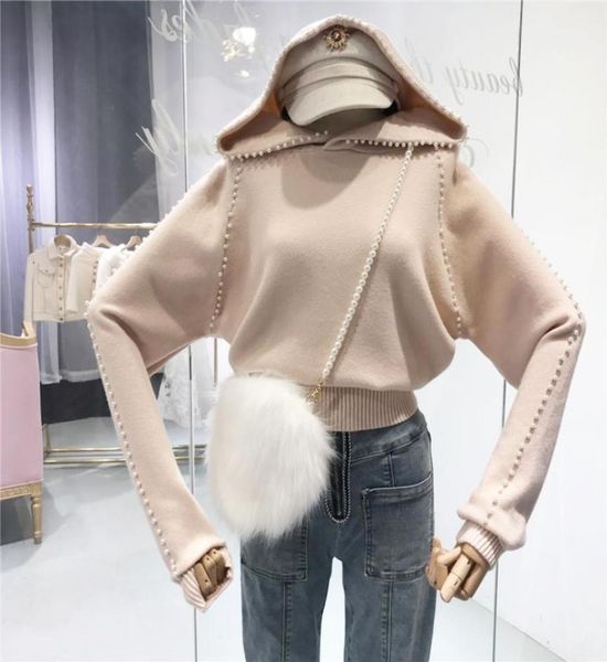 amolapha women soild pearl knitted hooded sweaters jumper y2001165667611, White;black
amolapha women soild pearl knitted hooded sweaters jumper y2001165667611, White;black