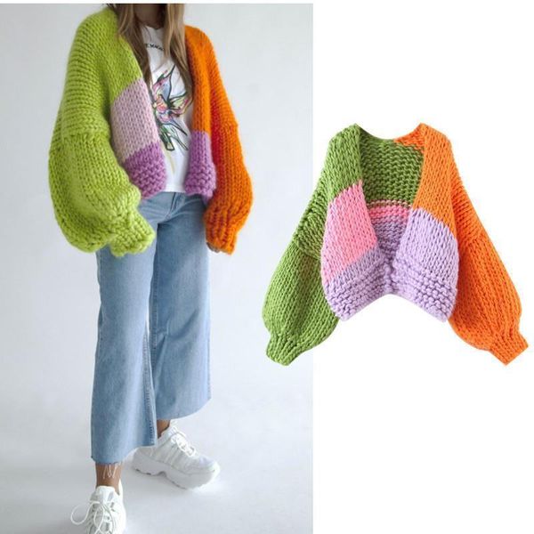 women's knits tees s-xl autumn handmade women knitted cropped cardigan coarse yarn multicolor v -neck slight strech y2k sweaters for wo, White
women's knits tees s-xl autumn handmade women knitted cropped cardigan coarse yarn multicolor v -neck slight strech y2k sweaters for wo, White