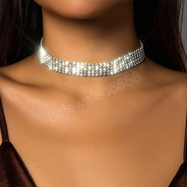 simple wide aluminium chain necklace full rhinestone choker short collar for women jewelry on the neck ladies party gifts, Golden;silver
simple wide aluminium chain necklace full rhinestone choker short collar for women jewelry on the neck ladies party gifts, Golden;silver